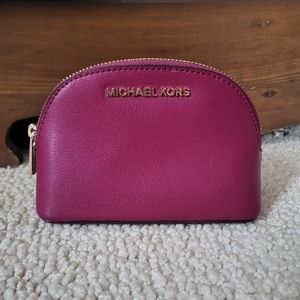 Michael Kors Small Leather Deep Magenta Pouch